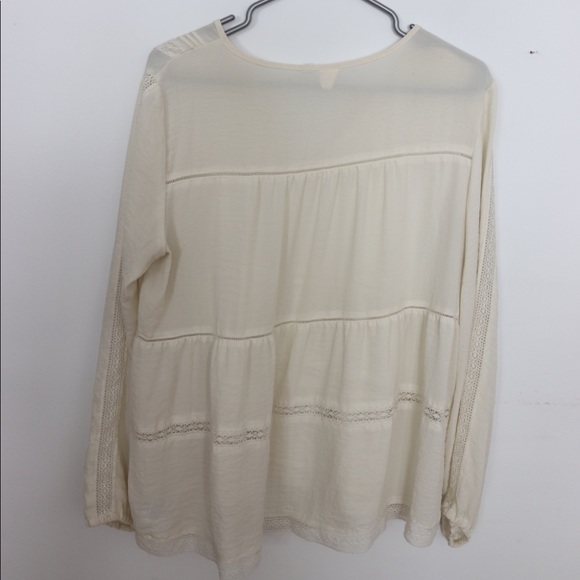 Gap Long Sleeve Peasant Blouse/Top with Lace - Picture 3 of 4
